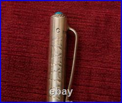 Navajo Sterling Silver Ballpoint Pen Turquoise Stamped Works