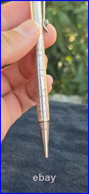 Navajo Sterling Silver Ballpoint Pen Two Turquoise Cabochons Stamped Works Great