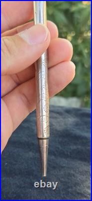 Navajo Sterling Silver Ballpoint Pen Two Turquoise Cabochons Stamped Works Great