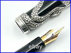 New 1997 Parker Limited Edition Sterling Silver Snake Overlay Fountain Pen 18k M