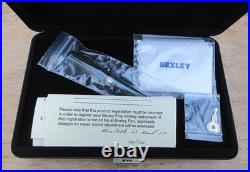 New Bexley LE DecoBand Woodgrain Ebonite Sterling Trim Ftn Pen BROAD 14k Nib