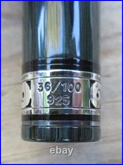 New Bexley LE DecoBand Woodgrain Ebonite Sterling Trim Ftn Pen BROAD 14k Nib