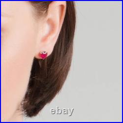 New Fashion 925 Sterling Silver Natural Heart-Shaped Ruby Leverback Earrings Pen
