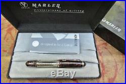 New Marlen XXI Rouge Translucent Sterling Silver Fountain Pen MEDIUM 18K Nib