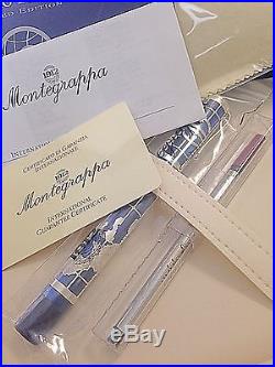 New Montegrappa Euro 2002 Sterling Silver Ballpoint Pen Box & Papers