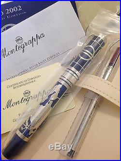 New Montegrappa Euro 2002 Sterling Silver Ballpoint Pen Box & Papers
