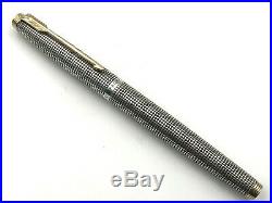Nice Vintage Parker 75 Sterling Silver Cisele Flat Top Fountain Pen 925 14k USA