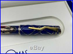 OMAS MIKU Fountain Pen Blue Enamel Sterling Silver 18K Med Nib Year 2005 NEW
