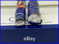 OMAS MIKU Fountain Pen Blue Enamel Sterling Silver 18K Med Nib Year 2005 NEW