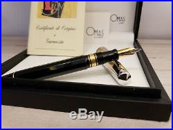 OMAS Paragon Celluloid & Sterling Silver 925 Gold Trim FINE18K Nib Fountain Pen