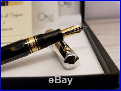OMAS Paragon Celluloid & Sterling Silver 925 Gold Trim FINE18K Nib Fountain Pen