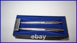 Old Classic Parker 75 Cisele Sterling Silver Gold Ballpoint Pen 0.9mm Pencil Set