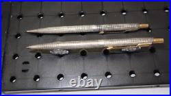 Old Classic Parker 75 Cisele Sterling Silver Gold Ballpoint Pen 0.9mm Pencil Set