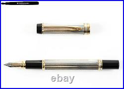 Older Waterman Fountain Pen MAN 100 in Sterling Silver Godrons with 18 K M-nib