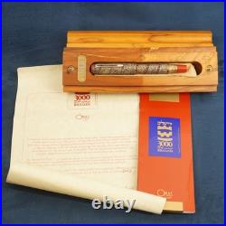 Omas Jerusalem 3000 Sterling Silver & Red Resin Fountain Pen, Broken Box & Case