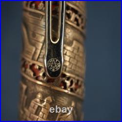 Omas Jerusalem 3000 Sterling Silver & Red Resin Fountain Pen, Broken Box & Case