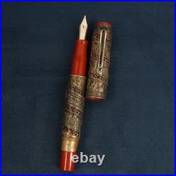 Omas Jerusalem 3000 Sterling Silver & Red Resin Fountain Pen, Broken Box & Case