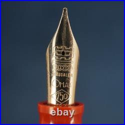 Omas Jerusalem 3000 Sterling Silver & Red Resin Fountain Pen, Broken Box & Case