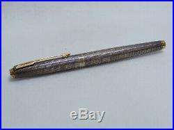 Original Parker 75 Sterling Silver Fountain Pen Made in USA 14kt Gold Point