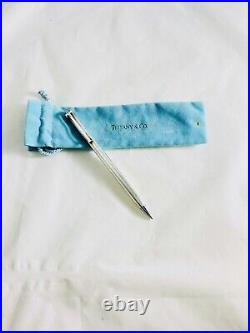 Original Tiffany & Co. 925 Sterling Silver T Capped Ballpoint Pen With Bag