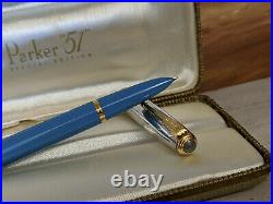 PARKER 51 Empire State Silver & Blue Special Edition Fountain Pen, READ