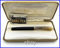 PARKER 51 Fountain pen BLACK Sterling Silver EMPIRE Cap 14K M nib Year 2002 NEW