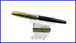 PARKER 51 Fountain pen BLACK Sterling Silver EMPIRE Cap 14K M nib Year 2002 NEW