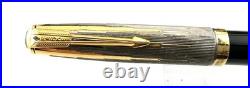 PARKER 51 Fountain pen BLACK Sterling Silver EMPIRE Cap 14K M nib Year 2002 NEW