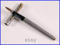 PARKER 75 Ciselé Sterling Silver 14K F Nib Fountain Pen USA Vintage