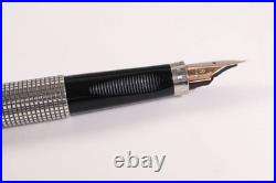 PARKER 75 Ciselé Sterling Silver 14K F Nib Fountain Pen USA Vintage