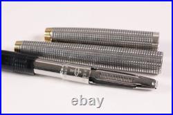 PARKER 75 Ciselé Sterling Silver 14K F Nib Fountain Pen USA Vintage