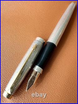 PARKER 75 Sterling Silver Fountain Pen Extra Fine Nib, Vintage Perfection