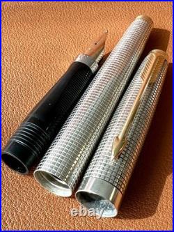 PARKER 75 Sterling Silver Fountain Pen Extra Fine Nib, Vintage Perfection