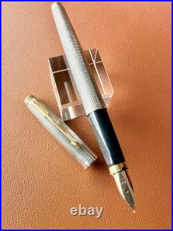 PARKER 75 Sterling Silver Fountain Pen XF Nib, Vintage, Initials Engraved