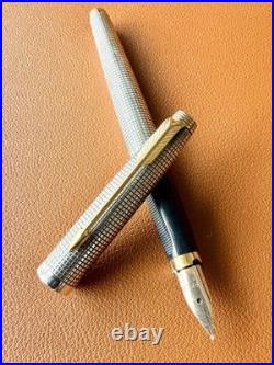PARKER 75 Sterling Silver Fountain Pen XF Nib, Vintage, Initials Engraved