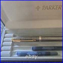 PARKER 75 Sterling Silver Vintage Fountain Pen 18K Gold Medium Nib
