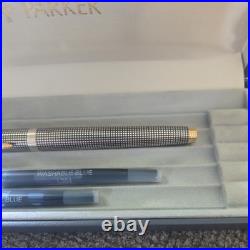 PARKER 75 Sterling Silver Vintage Fountain Pen 18K Gold Medium Nib