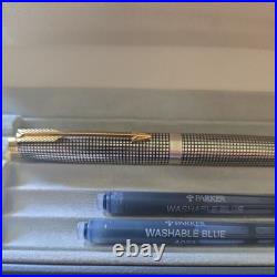 PARKER 75 Sterling Silver Vintage Fountain Pen 18K Gold Medium Nib