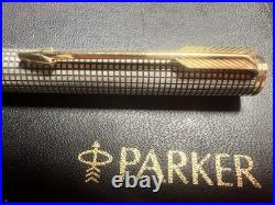 PARKER Ballpoint Pen Premiere STERLING SILVER 925 Grid Pattern