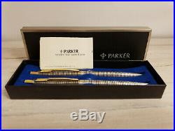 PARKER Cisele Classic 75 Sterling Silver Ballpoint Pen + Pencil Set, NOS