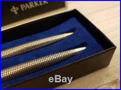 PARKER Cisele Classic 75 Sterling Silver Ballpoint Pen + Pencil Set, NOS