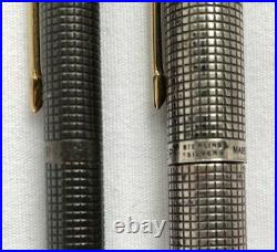 PARKER Cisele Sterling Silver Fountain Pen Mechanical Pencil Set 14k Gold Nib