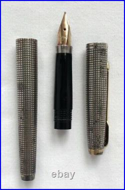 PARKER Cisele Sterling Silver Fountain Pen Mechanical Pencil Set 14k Gold Nib