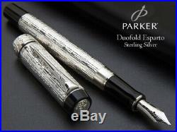 PARKER Duofold PRESIDENTIAL Esparto SOLID STERLING SILVER Ltd. Fountain Pen MINT
