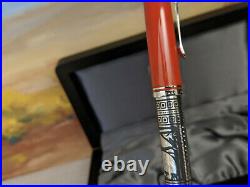 PELIKAN M710 Toledo Red with Sterling Silver 925 Trim & EF 18C Nib Fountain Pen