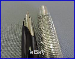 PILOT Fountain Pen Elite Sterling Silver 18KWG White Gold F H571 Japan Vintage