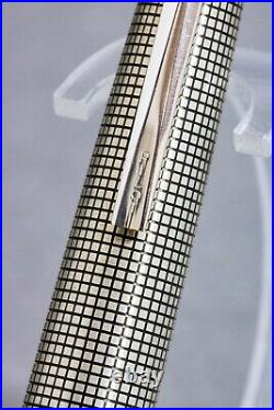 PILOT Fountain Pen Elite Sterling Silver Grid Cap Nib F H574 18K-WG Vintage NOS