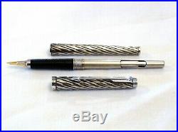 Parker 180 Rare Spiral Sterling Silver Fountain Pen With 18k Gold Nib Mint