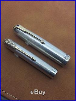 Parker 51 Fountain Pen / Pencil Sterling Silver Caps CLEAN
