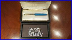 Parker 51 Special Edition 2002 Vista Blue Fine Gold Pt. Fountain Pen New with Box